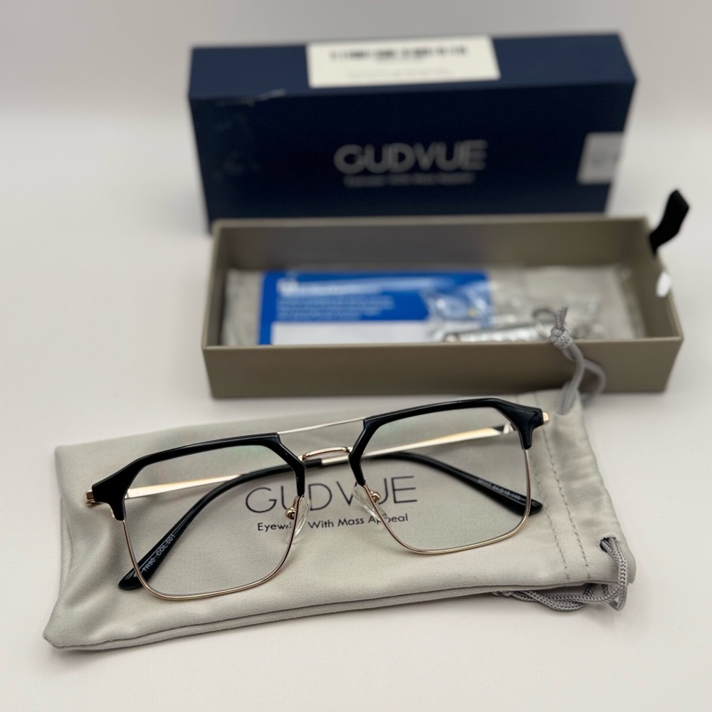 Nathan Aviator Black/Golden Blue Light Blocking Eyeglasses
